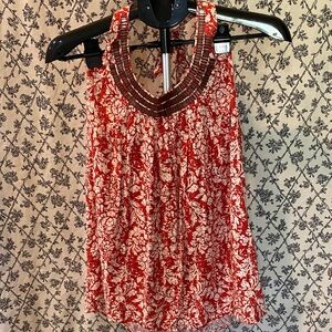 Floral Orange Red Halter Top